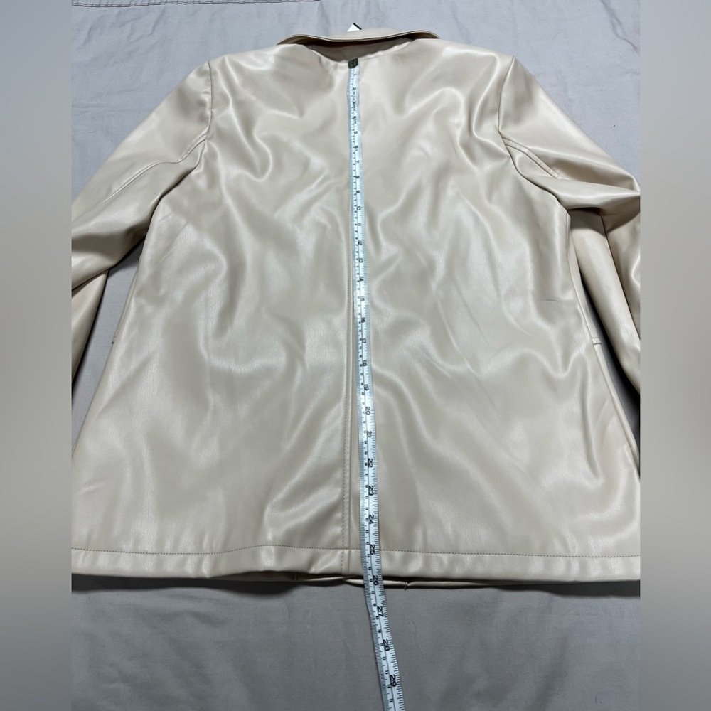 NWT Nanette Lepore Cream Faux Leather Women’s Jacket/ Blazer Size 12 - Picture 10 of 10